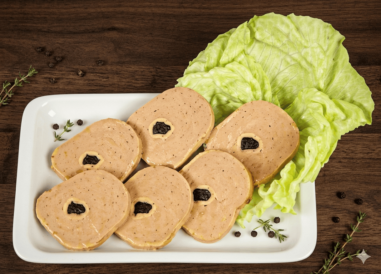 Garnished Duck Liver Pâté — pure duck liver, no additives